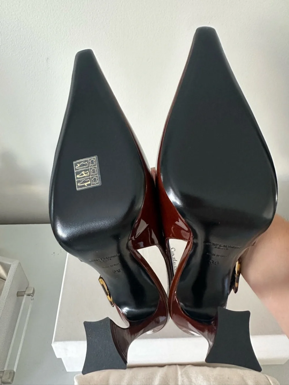 SAINT LAURENT Wood Brown Dune Slingback Pump 39 - Picture 7 of 8